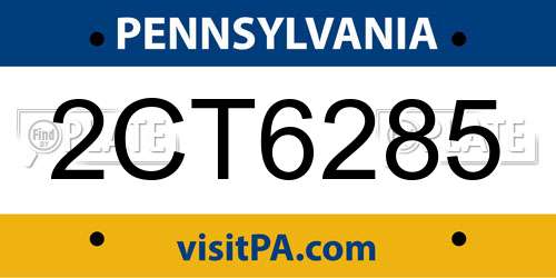 2CT6285 Pennsylvania License Plate