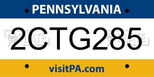 2CTG285 Pennsylvania License Plate