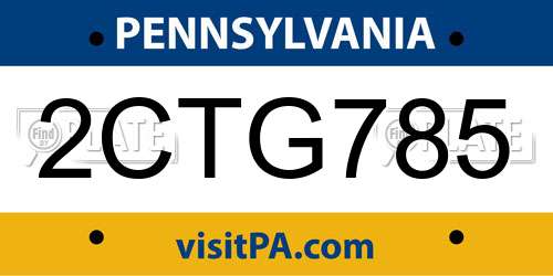 2CTG785 Pennsylvania License Plate