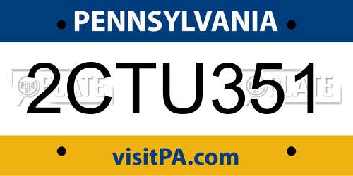 2CTU351 Pennsylvania License Plate