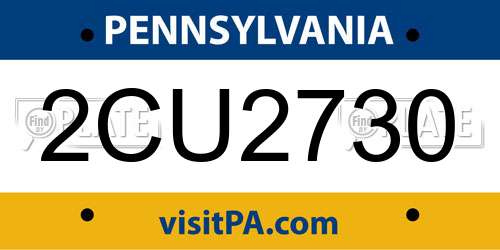 2CU2730 Pennsylvania License Plate