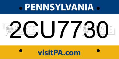 2CU7730 Pennsylvania License Plate