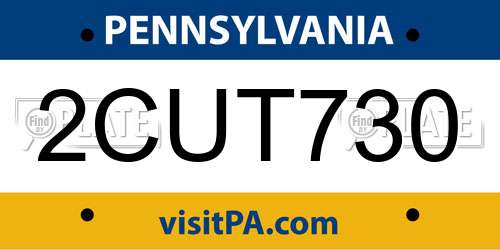 2CUT730 Pennsylvania License Plate