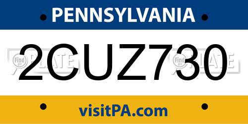 2CUZ730 Pennsylvania License Plate