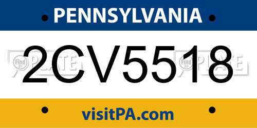 2CV5518 Pennsylvania License Plate