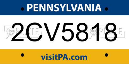 2CV5818 Pennsylvania License Plate