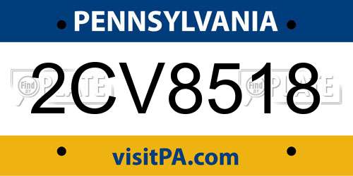 2CV8518 Pennsylvania License Plate