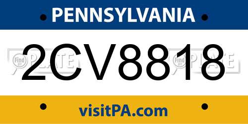 2CV8818 Pennsylvania License Plate