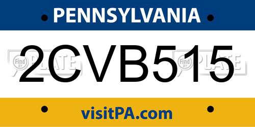 2CVB515 Pennsylvania License Plate
