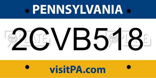 2CVB518 Pennsylvania License Plate