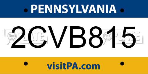 2CVB815 Pennsylvania License Plate