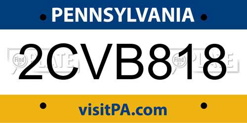 2CVB818 Pennsylvania License Plate