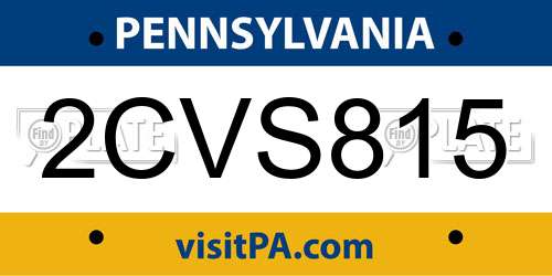 2CVS815 Pennsylvania License Plate