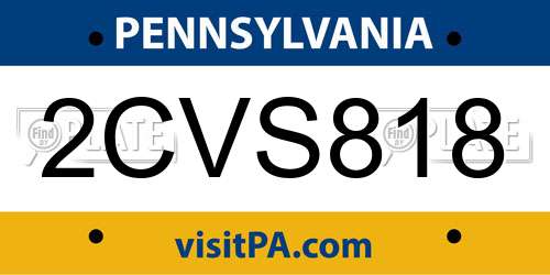 2CVS818 Pennsylvania License Plate