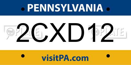 2CXD12 Pennsylvania License Plate