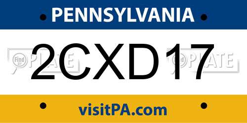 2CXD17 Pennsylvania License Plate