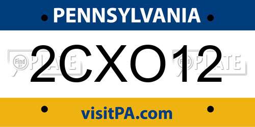 2CXO12 Pennsylvania License Plate