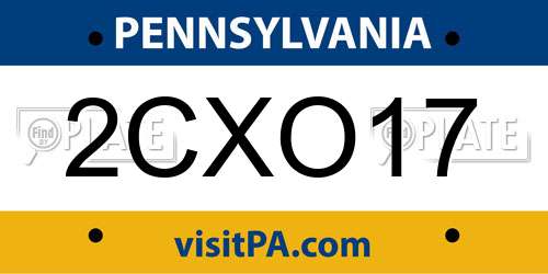 2CXO17 Pennsylvania License Plate