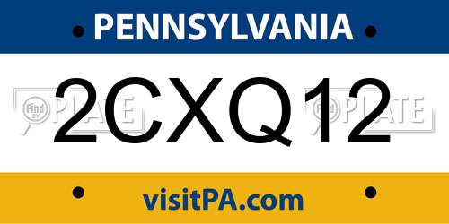 2CXQ12 Pennsylvania License Plate