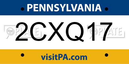 2CXQ17 Pennsylvania License Plate