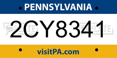 2CY8341 Pennsylvania License Plate