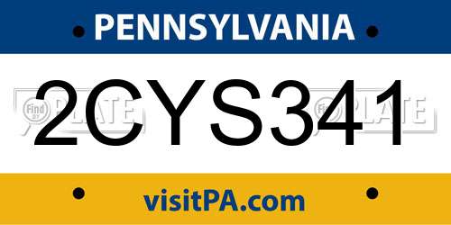 2CYS341 Pennsylvania License Plate