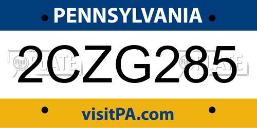 2CZG285 Pennsylvania License Plate