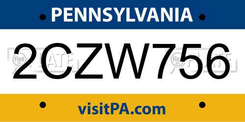 2CZW756 Pennsylvania License Plate