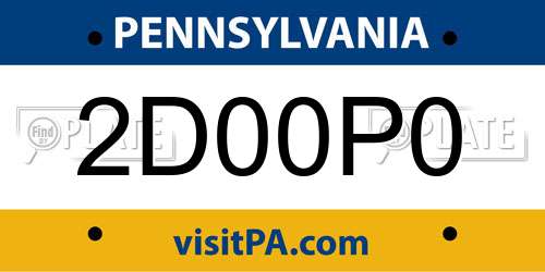 2D00P0 Pennsylvania License Plate