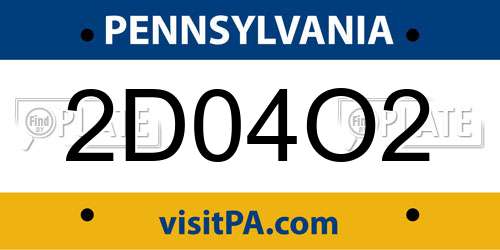 2D04O2 Pennsylvania License Plate