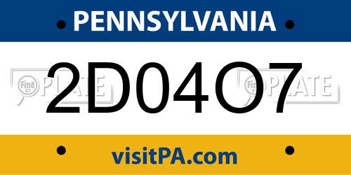2D04O7 Pennsylvania License Plate