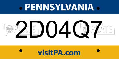 2D04Q7 Pennsylvania License Plate