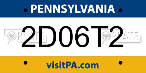 2D06T2 Pennsylvania License Plate