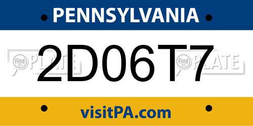 2D06T7 Pennsylvania License Plate