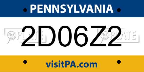 2D06Z2 Pennsylvania License Plate