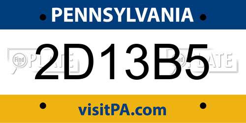 2D13B5 Pennsylvania License Plate