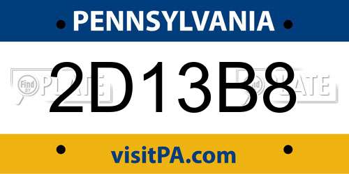 2D13B8 Pennsylvania License Plate