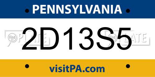 2D13S5 Pennsylvania License Plate