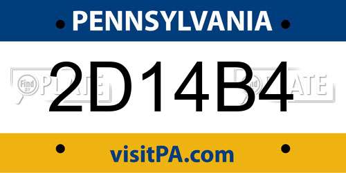 2D14B4 Pennsylvania License Plate
