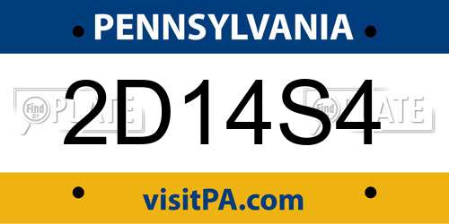 2D14S4 Pennsylvania License Plate