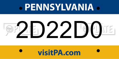 2D22D0 Pennsylvania License Plate