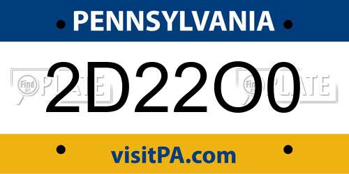 2D22O0 Pennsylvania License Plate