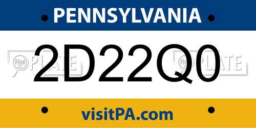 2D22Q0 Pennsylvania License Plate