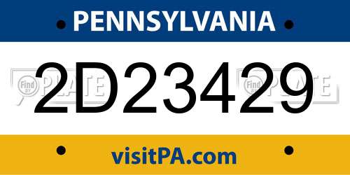 2D23429 Pennsylvania License Plate