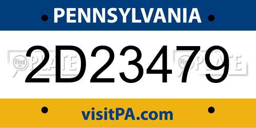 2D23479 Pennsylvania License Plate