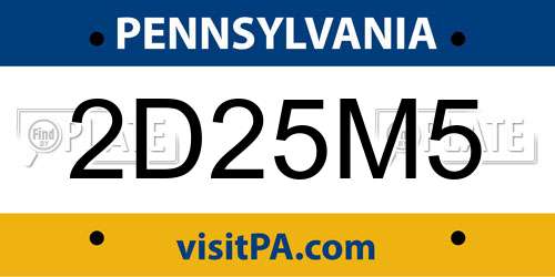 2D25M5 Pennsylvania License Plate