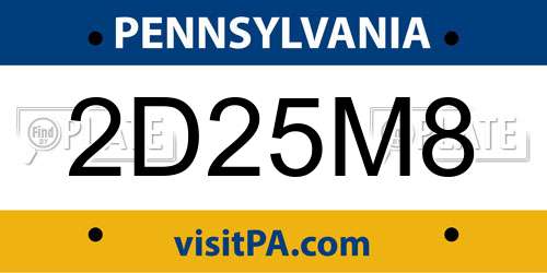 2D25M8 Pennsylvania License Plate