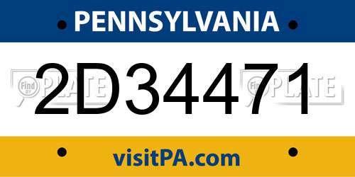 2D34471 Pennsylvania License Plate