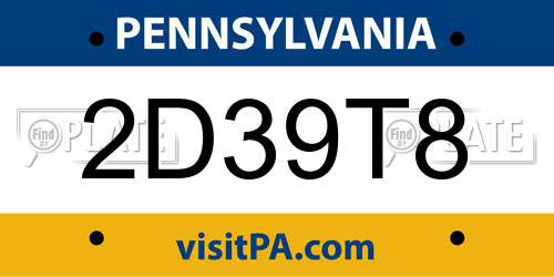 2D39T8 Pennsylvania License Plate