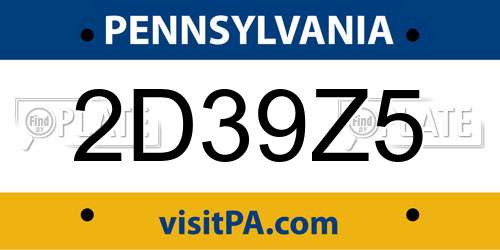 2D39Z5 Pennsylvania License Plate